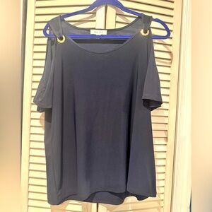 Nine West Navy Cold Shoulder Top